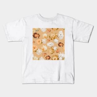 Peach Flowers Seamless Pattern Kids T-Shirt